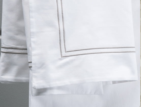 Livorno sheets with taupe stitching detail BL