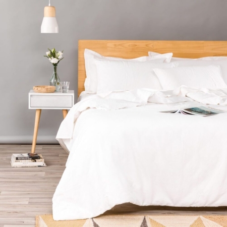 White Hemstitch Cotton & Linen Sheets