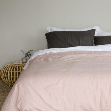 VIDA Pure Linen Duvet Cover Vintage Pink SEN VIDA Linen Duvet Cover Vintage Pink