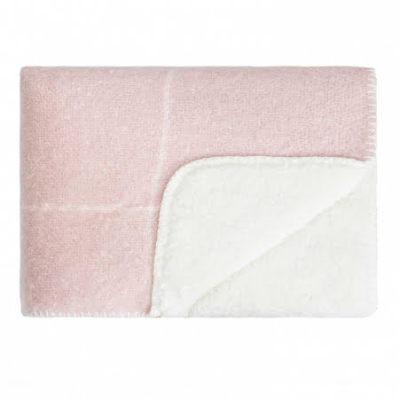 Sherpa Snuggle Blanket Pink with White Grid Stripe