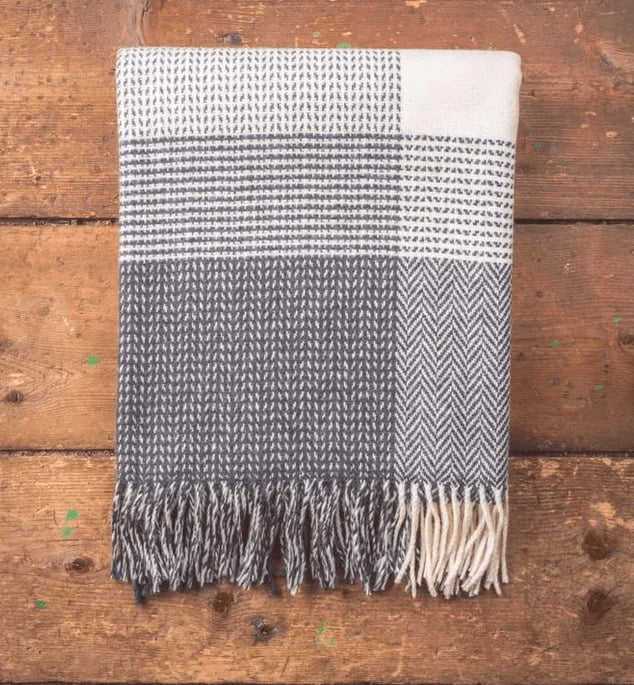 Cashmere Lambswool Throw CHARCOAL CHECK