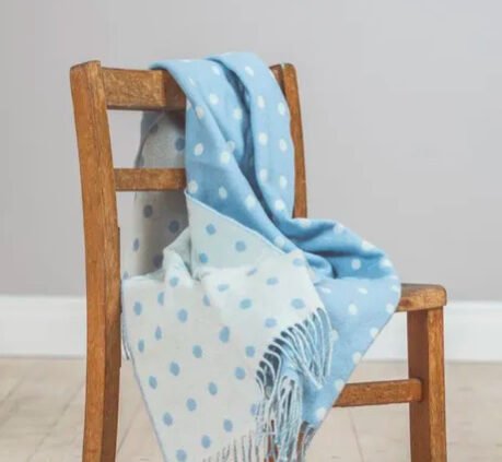 Baby Blue Spot Throw | 100% Lambswool