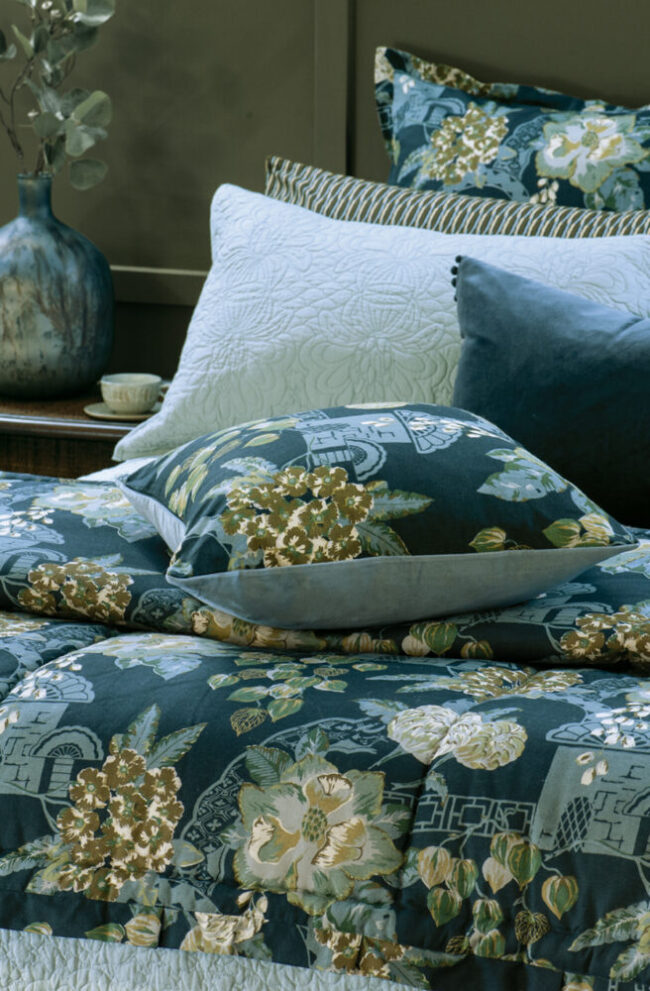 Floral Comforter CHABANA PRUSSIAN BLUE