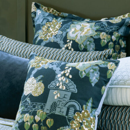 Floral Cushion CHABANA PRUSSIAN BLUE