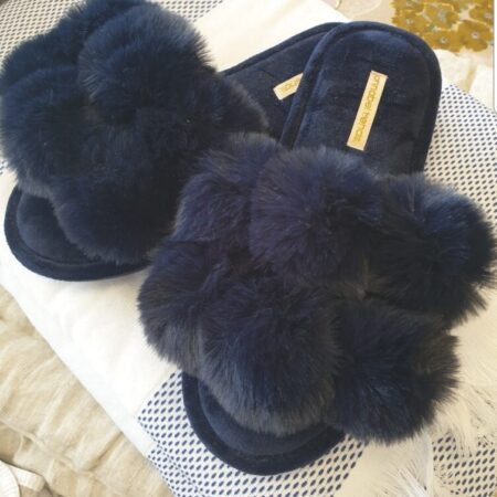 Fluffy Slippers NAVY Cosy Luxe