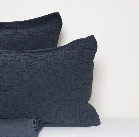NAVY Cotton Bedspread Set ROMA Made in Portugal Linen Boutique