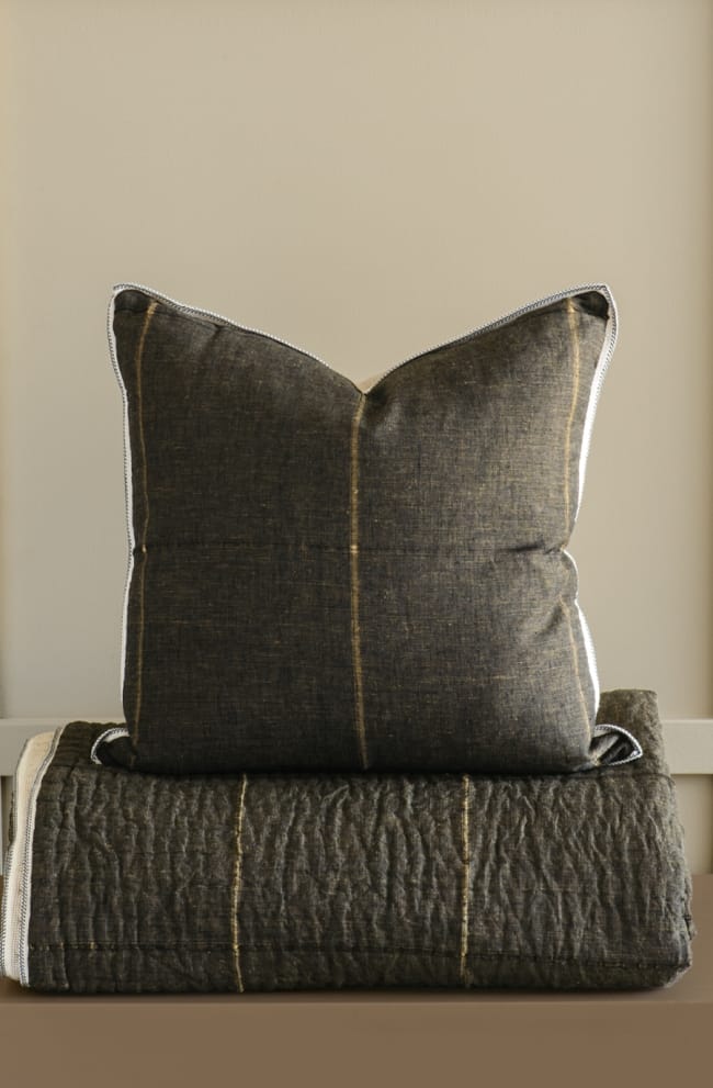 Appetto chocolate coverlet and cushion stack