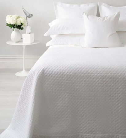 White Marcella Bedspread CHARLOTTE Collection | Diamond Pattern