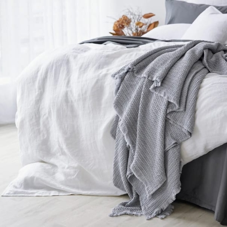 Cotton Waffle Blanket SILVER | Made in Portugal