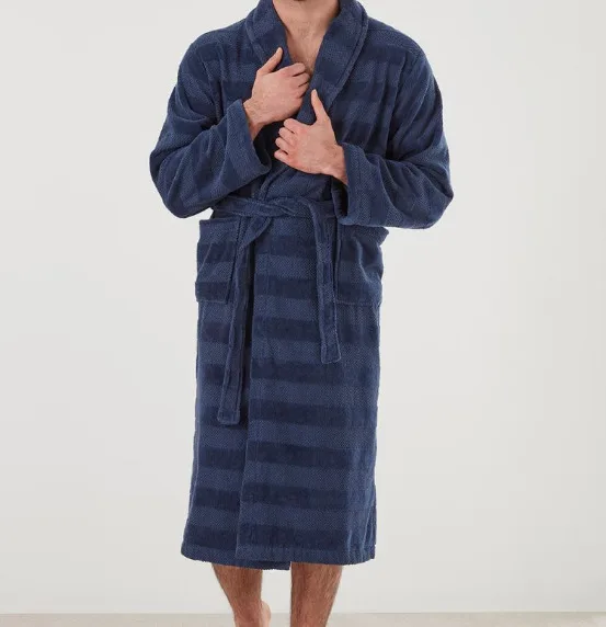 Navy Blue Mens Towelling Dressing Gown Men's Bath Robe NAVY