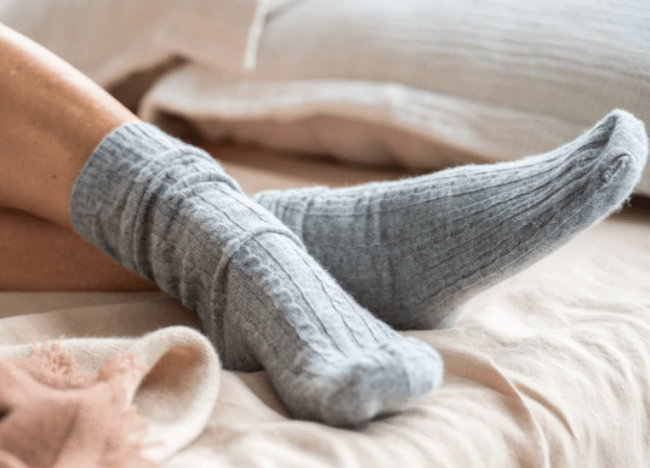 Cashmere Socks Cable Knit | Soft Grey