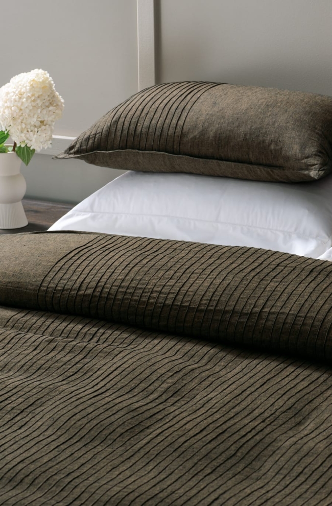 KAIYU Bronze Linen Duvet Cover Set