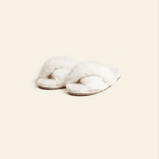 Ivory Natural Sheepskin Wool COCO Slippers Linen Boutique
