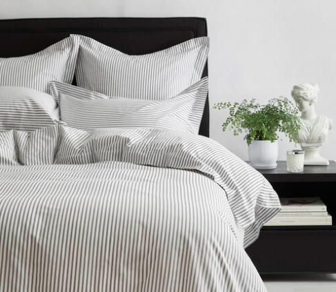 Ticking Stripe Sheets Charcoal