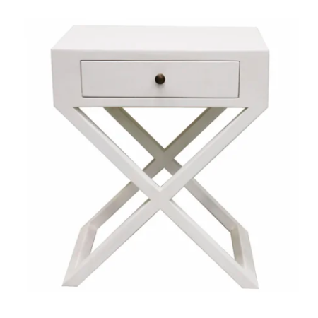 Italia Riviera WHITE Bedside Table With Cross Legs