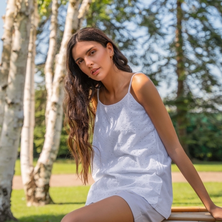 Broderie Anglaise Camisole WHITE | Made in Italy