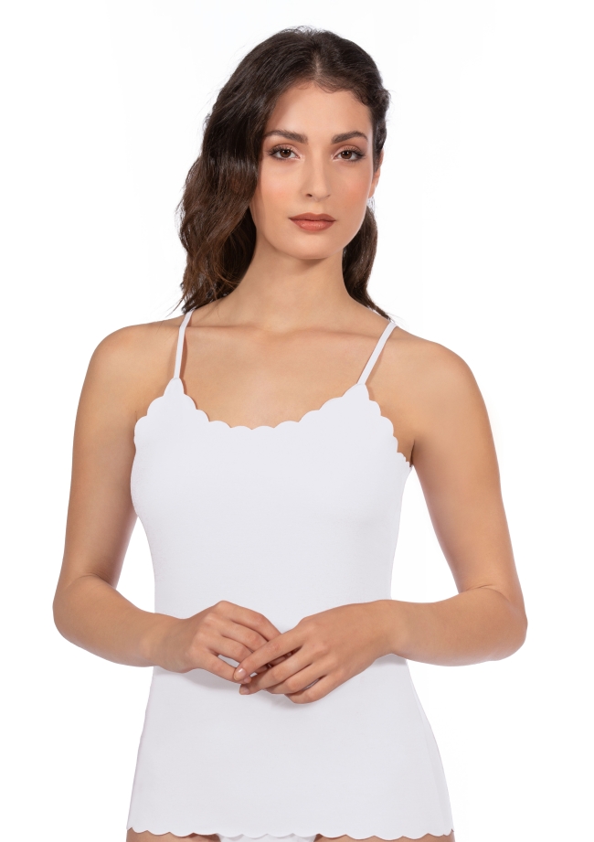 Scallop Edged Camisole WHITE | Made in Italy