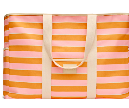 Beach Tote Bag | Soft Pink/Mustard Stripe