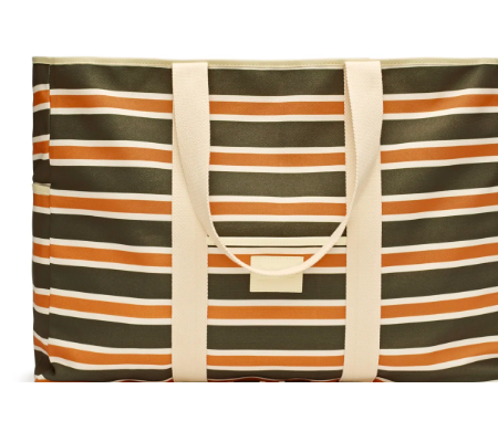Beach Tote Bag | Khaki/Rust Stripe