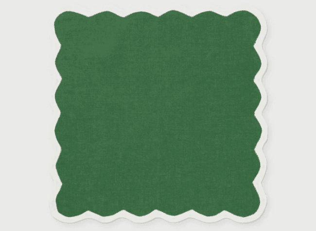 TC Linen Napkin Set VALENTINA Emerald/White