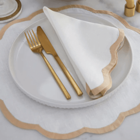 TC Linen Placemat Set VALENTINA Oyster/Tan