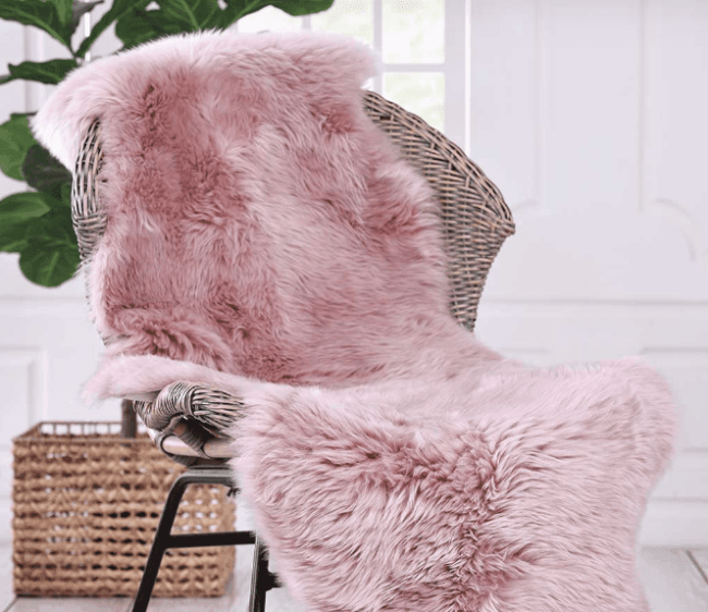 NZ Wool Sheepskin Rug BLUSH