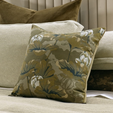 Waterlily Olive Cushion