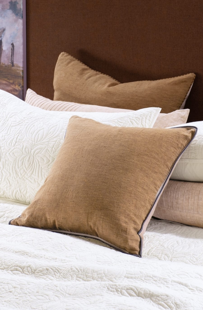 Linen Chambray Cushion APPETTO Sepia