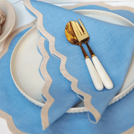 TC Linen Napkin Set VALENTINA Ocean/Dusty Pink