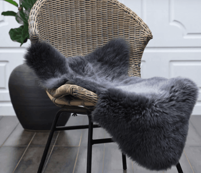 NZ Wool Sheepskin Rug CHARCOAL