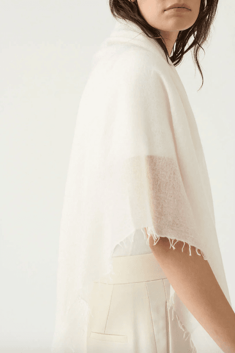 Cloud Cashmere Fringed Scarf | Alabaster White