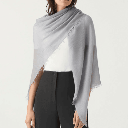 Cloud Cashmere Fringed Scarf | Grey
