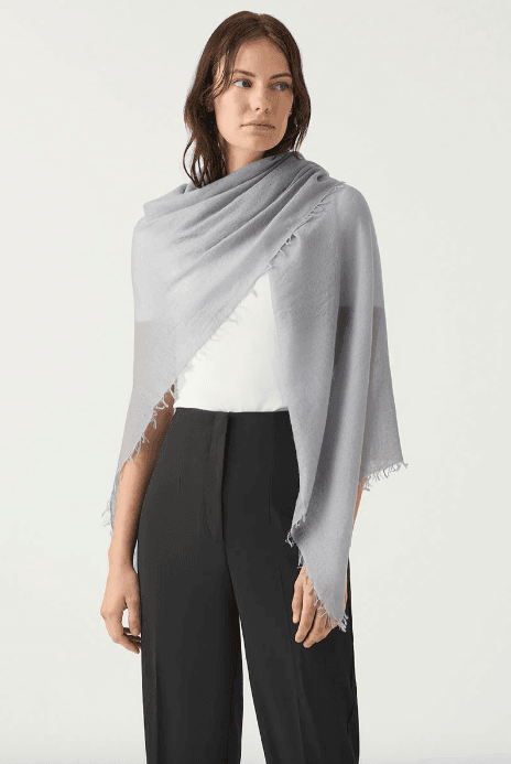 Cloud Cashmere Fringed Scarf | Grey