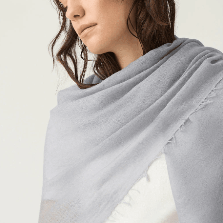Cloud Cashmere Fringed Scarf | Grey