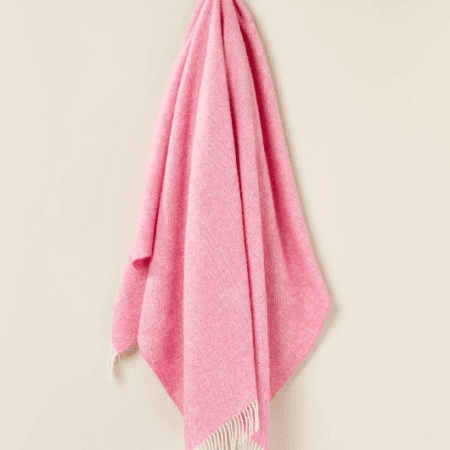 NZ Pure Wool Herringbone Throw Marshmallow Pink | Exquisite