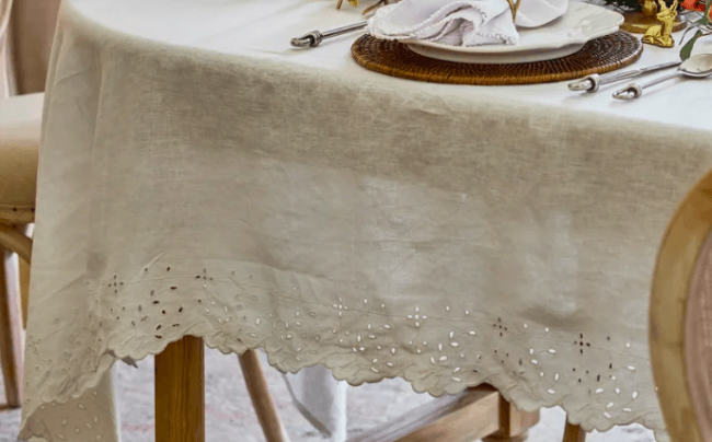 White Embroidered Tablecloth