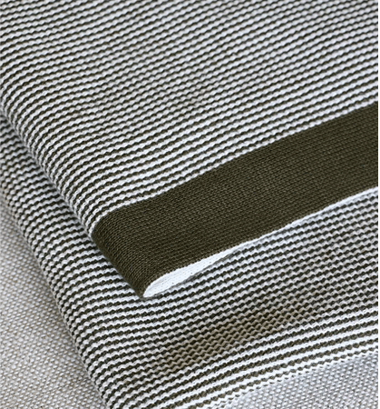 Cotton Throw DUNEDIN Olive and Ivory