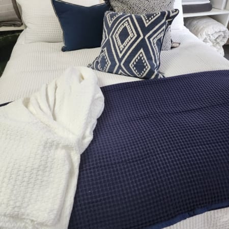 Navy Waffle Throw