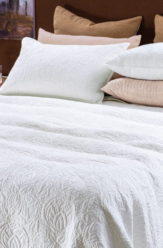 Quilted Bedspread Fleur De L'Eau White