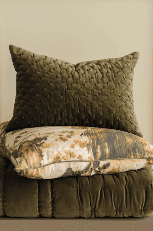 Mica Velvet Cushion Deep Moss
