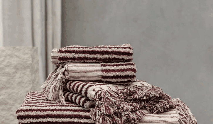 Luxury Organic Turkish Burgundy Stripe Bath Towel Luxury Organic Turkish Burgundy Stripe Bath Towel