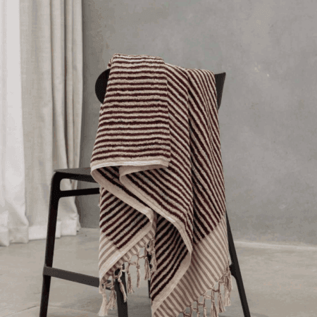 Luxury Organic Turkish Burgundy Stripe Bath Towel