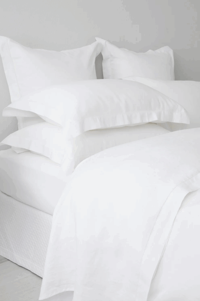 Pure White Linen Sheets with Hemstitch Finish | Portugal