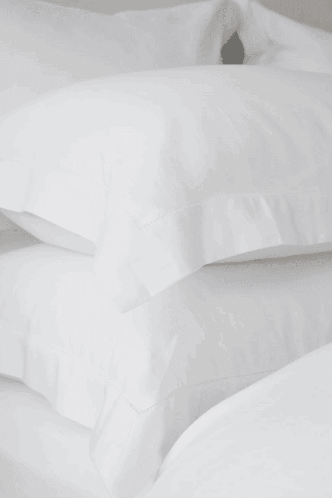 Pure White Linen Pillowcase with Hemstitch