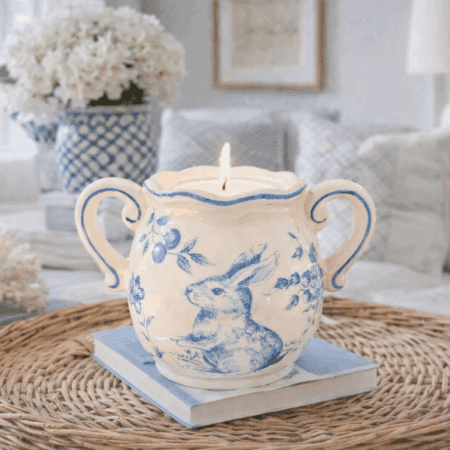 Rabbit China Candle Blue