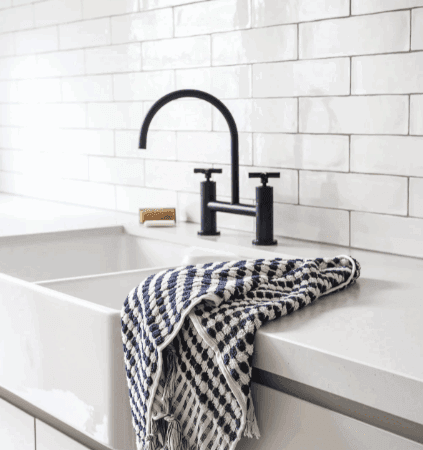 Pompom Turkish Cotton Handtowel | Navy Blue