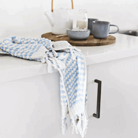 Pompom Turkish Cotton Handtowel |Pale Blue