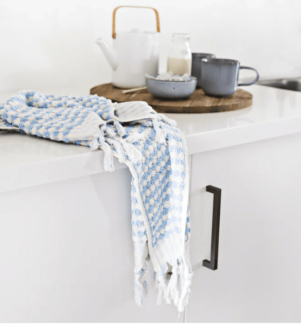 Pompom Turkish Cotton Handtowel |Pale Blue