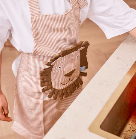 Kids Striped Denim Lion Apron | Oyoy