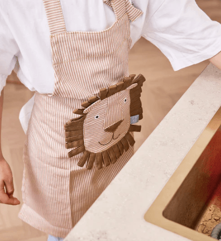Kids Striped Denim Lion Apron | Oyoy